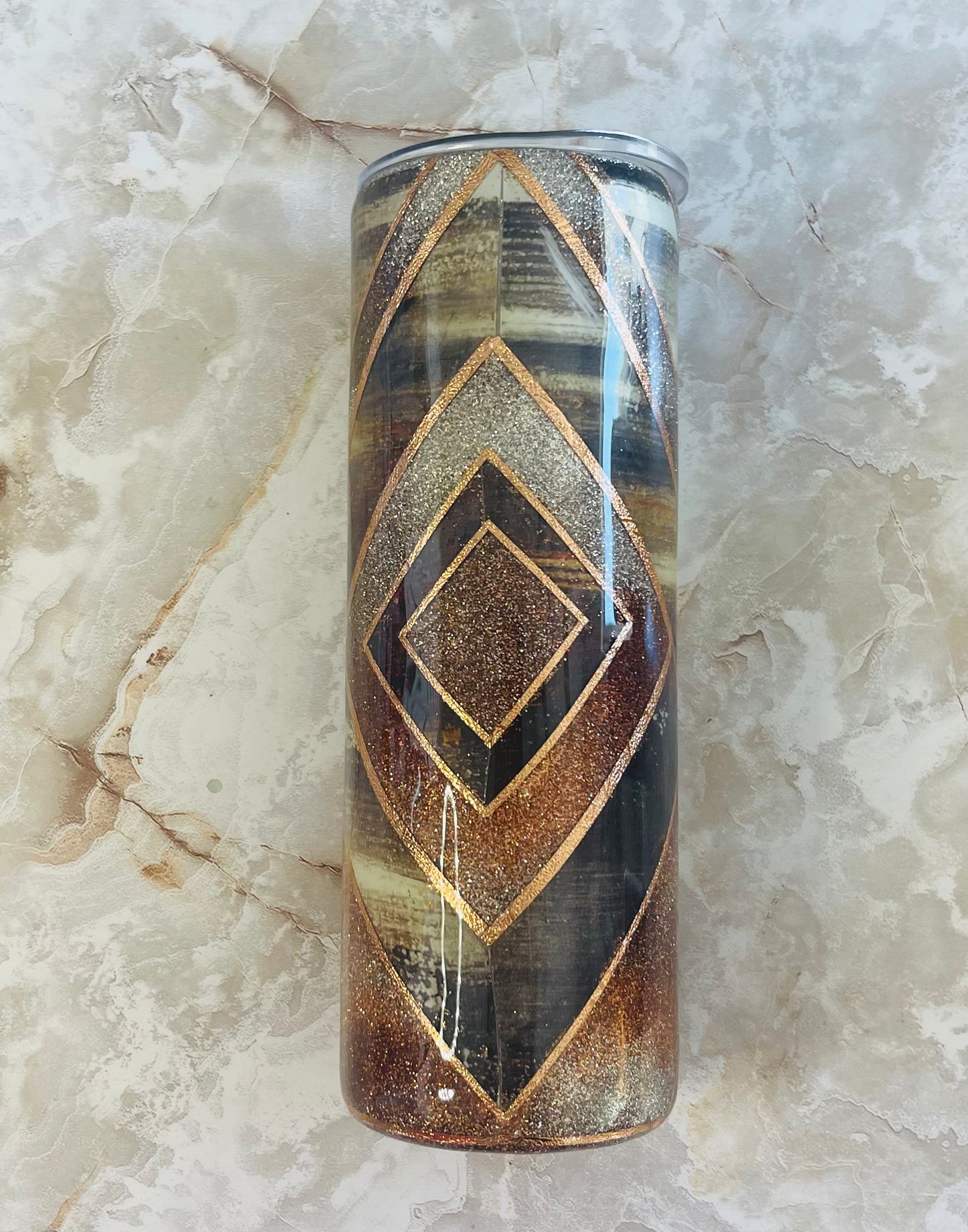 RTS Brown & champagne Tumblers glitter fancy template Tumbler